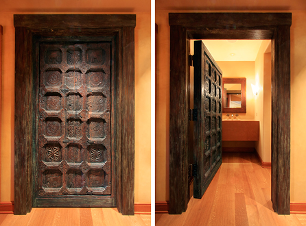Side-by-side photos of the same door open and closed.