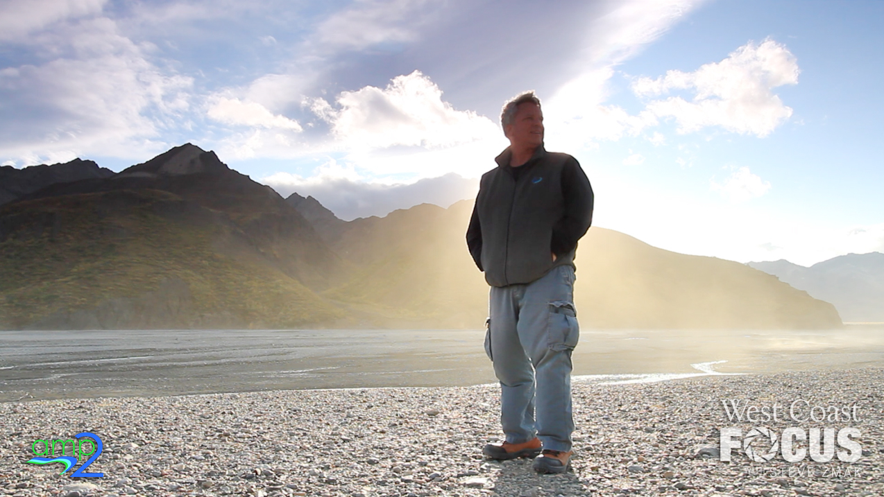TV host filming his show in the Alaskan wilderness.