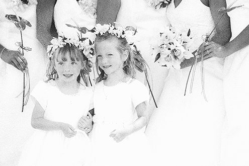 Portrait of the flower girls at a wedding. 