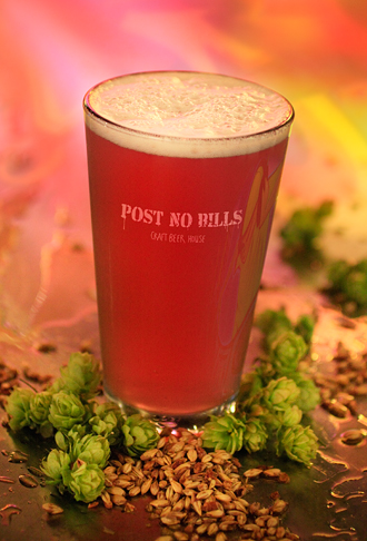 I like to photograph beer in the cozy glow of rustic pubs to bring both a refreshing coolness combined with an environmental warmth. Post No Bills has big colorful murals on the walls reflecting off a beer-soaked bar. 