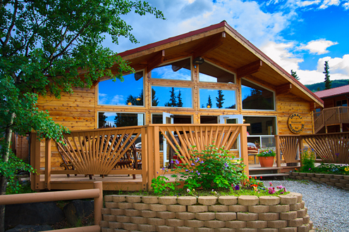 These rustic cabins sit on the bank of the Nenana River adjacent to and southeast of Denali National Park and this is the restaurant that serves them. 