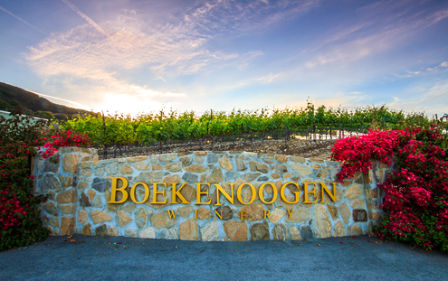 Boekenoogen’s Santa Lucia Highlands vineyard in Monterey County above the Salinas Valley on the steps of the Santa Lucia Mountains where Mooney Family Wines sources some of their Rhone-style fruit. 