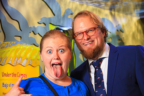 The Apple employees enjoyed a portrait station at their annual holiday party at the Monterey Bay Aquarium. 