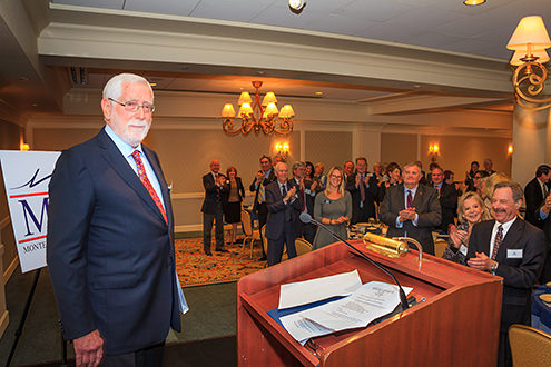 2016 Monterey County Bar Association Gibson Award recipient Judge William Daniels accepting his award to a standing ovation. 
