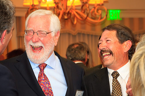 Judge William Daniels has a laugh with colleagues at the Gibson Award Dinner at the Monterey Plaza Hotel hosted by the Monterey County Bar Association. 