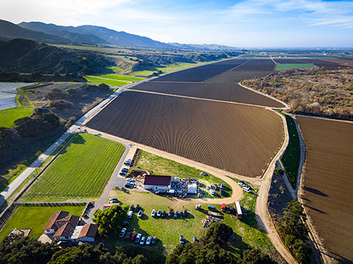 Event photography using a drone at the scenic Odonata Winery along River Road in the Salinas Valley during the River Road Wine Trail Valentines Passport event. FAA certified commercial sUAS/Drone photography. 