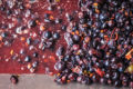 Pinot Noir grapes at their various stages of being crushed and juiced prior to fermentation.