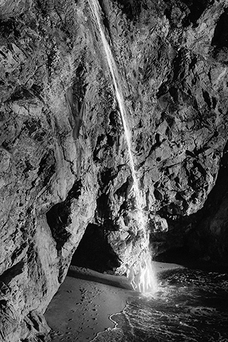 The waterfall seemed like a beam of water coming from space for kids to use for quick transport to Big Sur. 