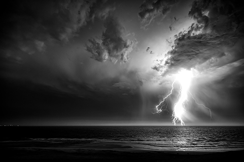 Taken from Marina State Beach between 1:30 and 3:30 am as the storm moved off the Big Sur Coast and into the Monterey Bay, then onward to Santa Cruz and San Francisco. This storm sparked a number of destructive fires. Z Photo Game™ Card No. 200 