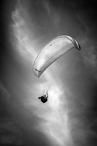 Parasailor over the Monterey Bay dunes. 